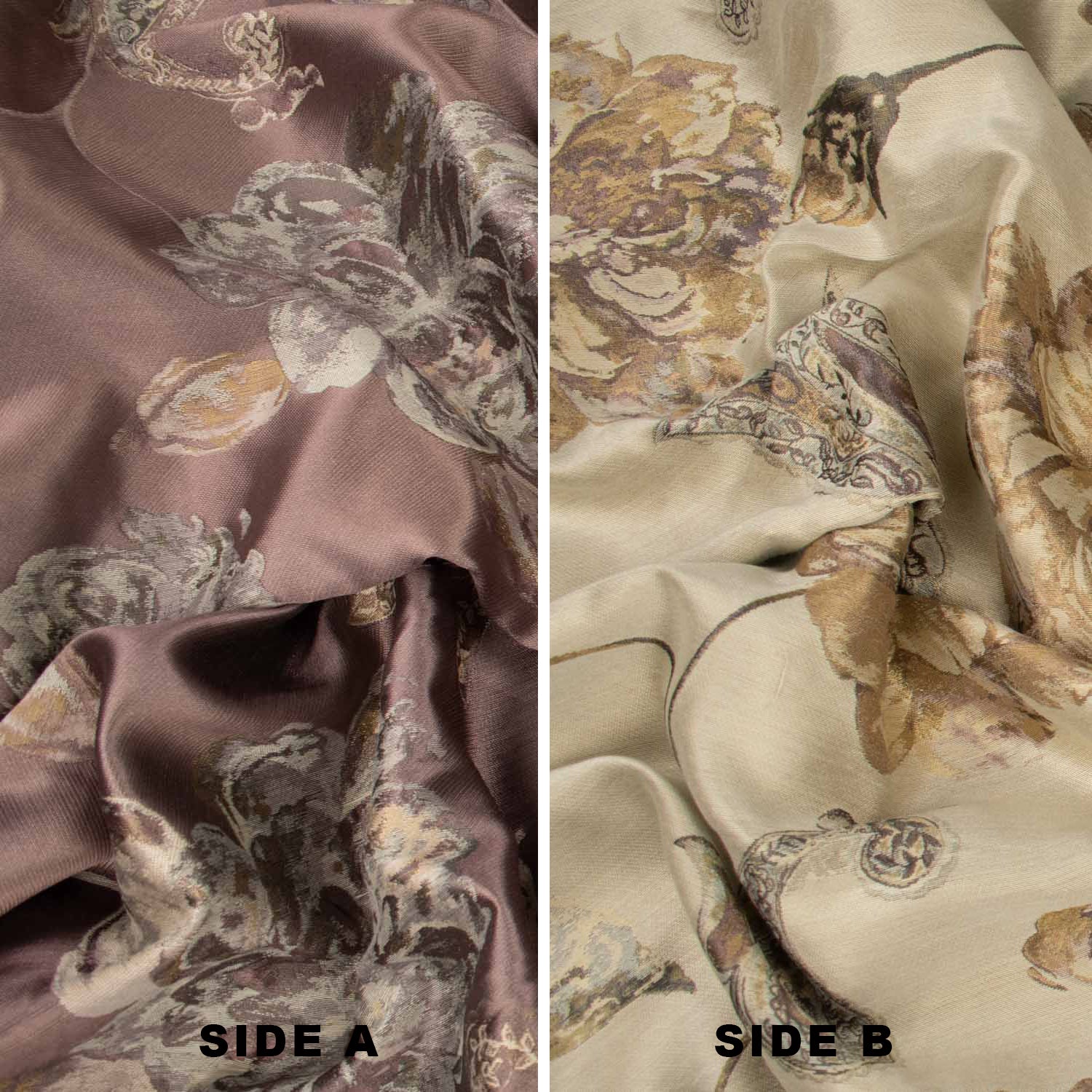 Turkish Curtaining/Upholstery Embroidered Reversible Floral Brocade