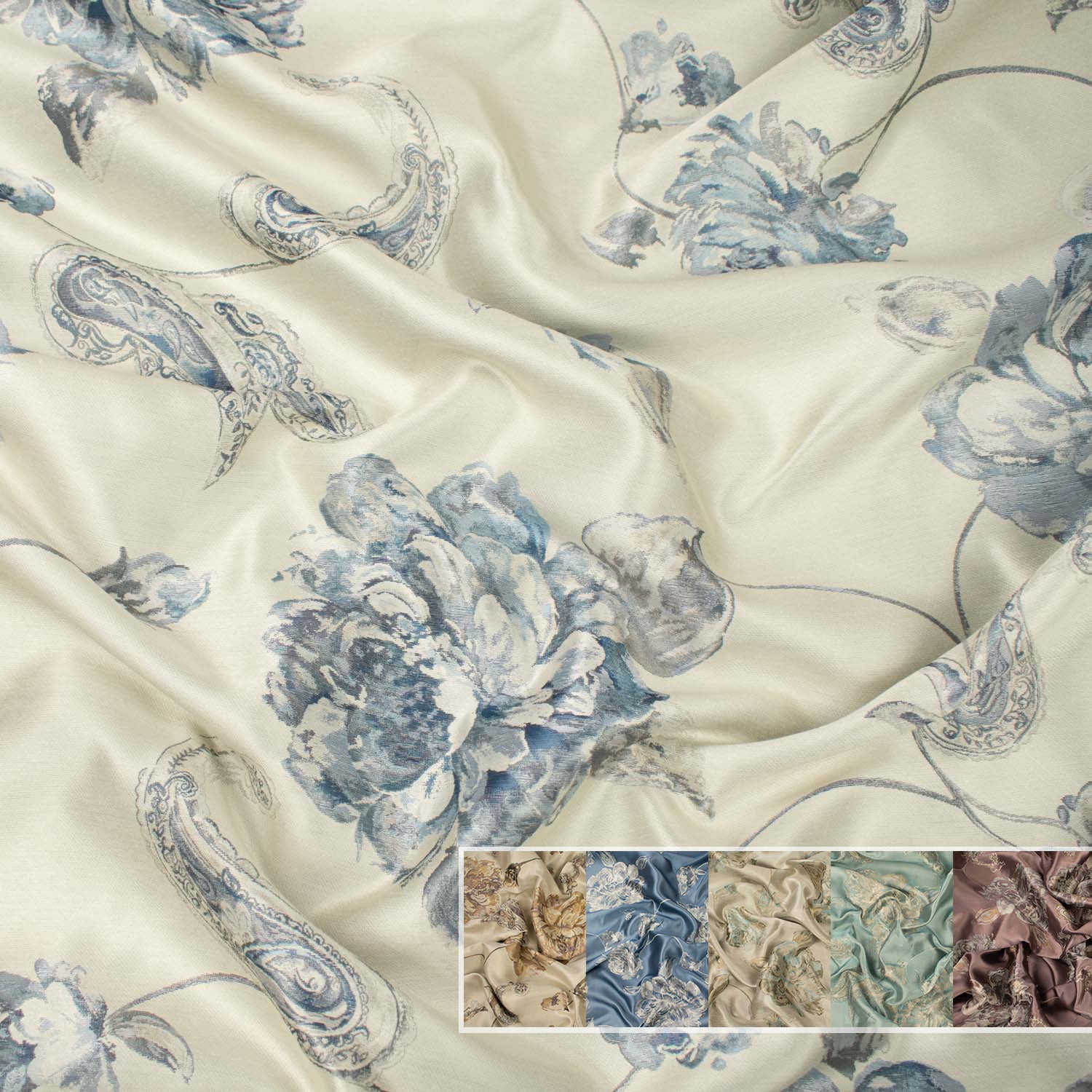 Turkish Curtaining/Upholstery Embroidered Reversible Floral Brocade