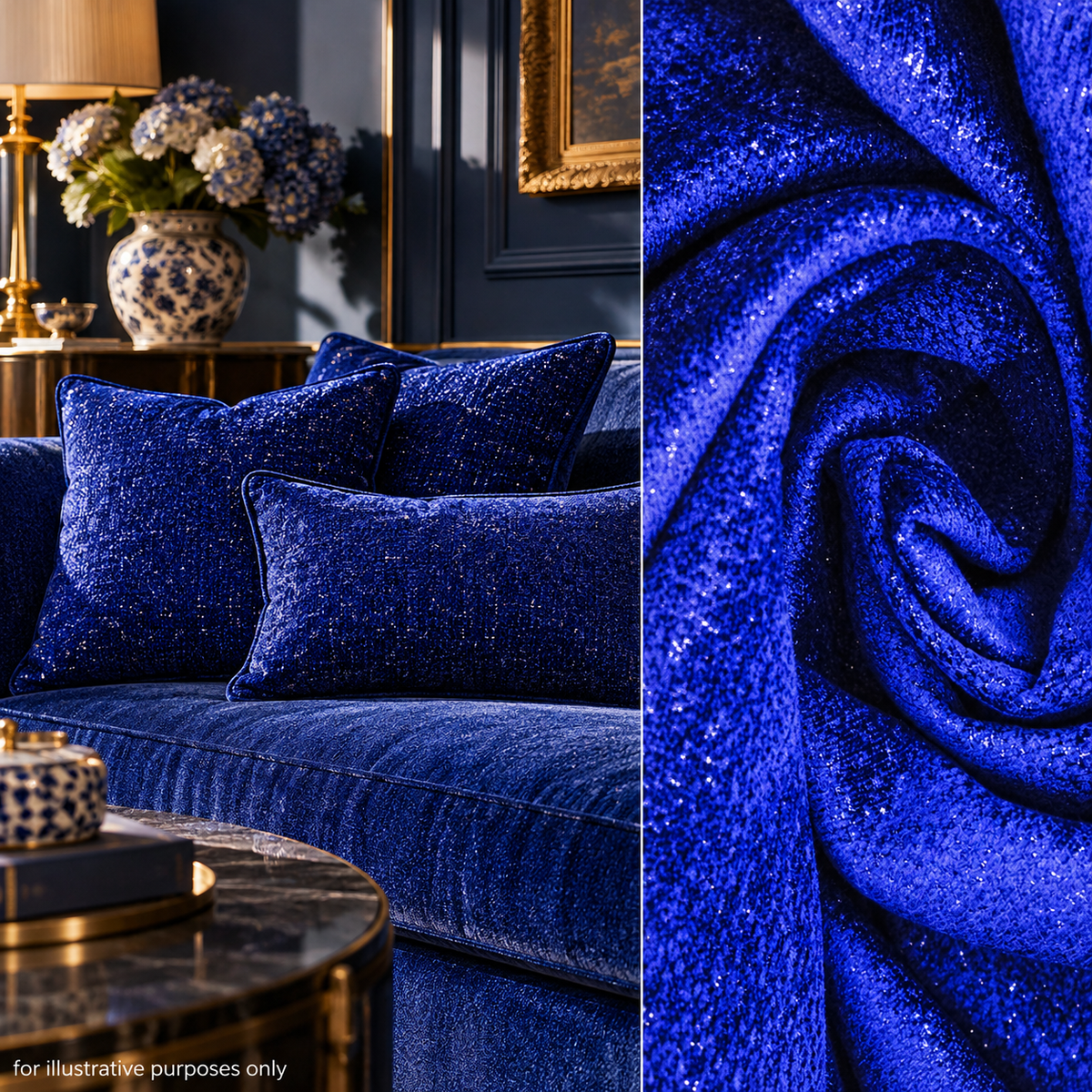 Metallic Lurex Chenille Curtaining & Upholstery Fabric