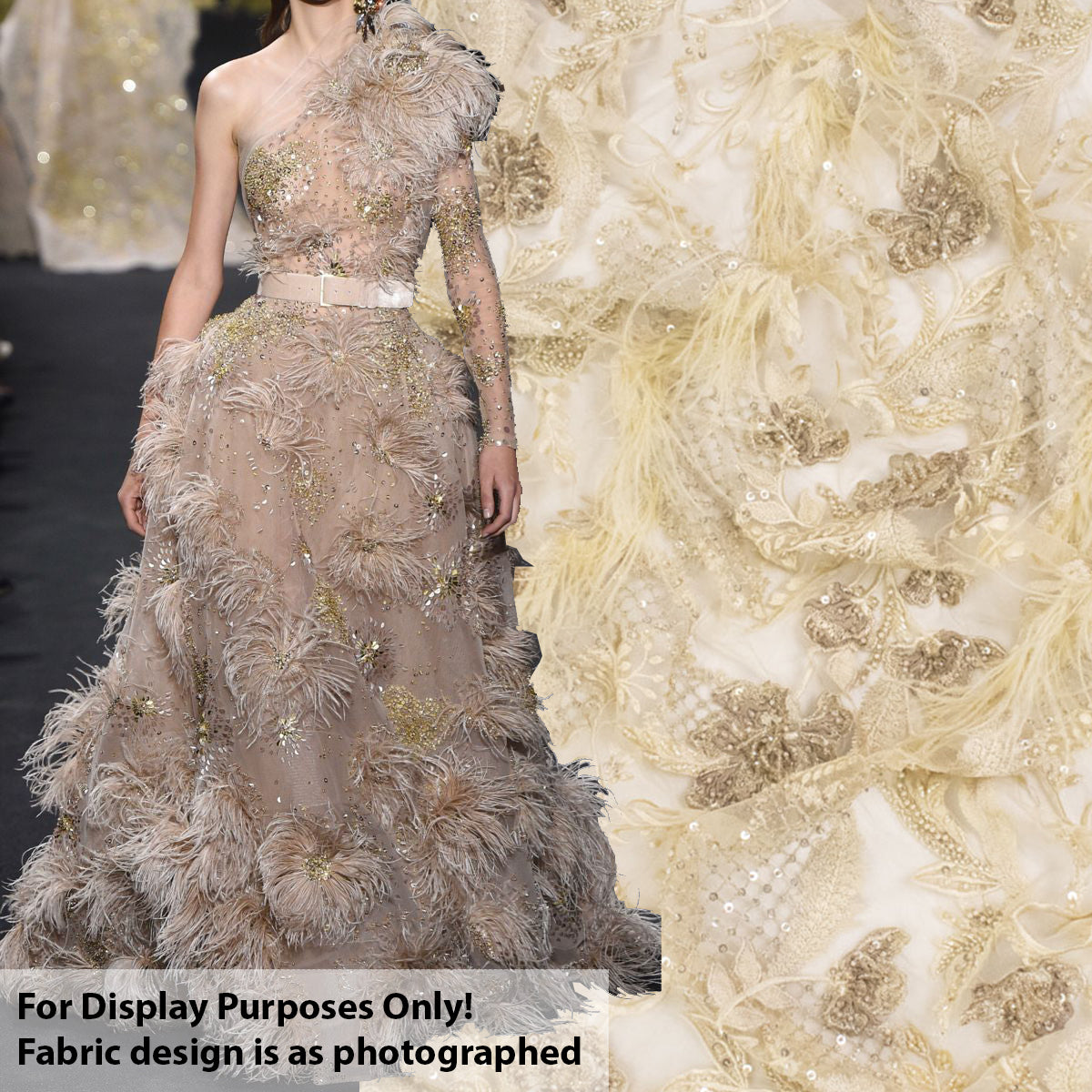 Pathan Collection Embroidered Couture Laces – Design-2441 3D Floral and Luxurious Feather