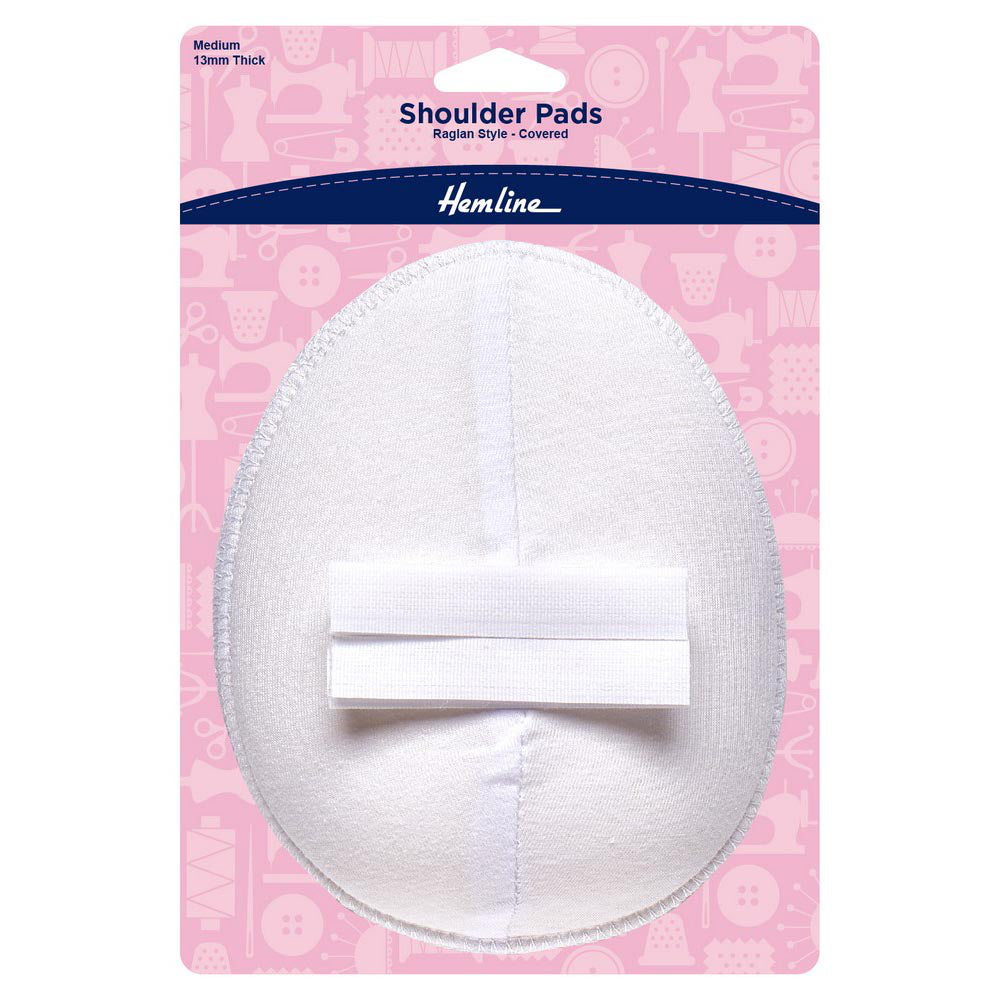 Hemline Shoulder Pads Raglan Style Covered Medium White