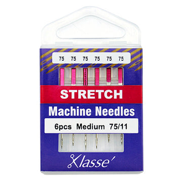 Klasse Sewing Machine Needles Stretch Size 75/11 - 6 Per Cassette