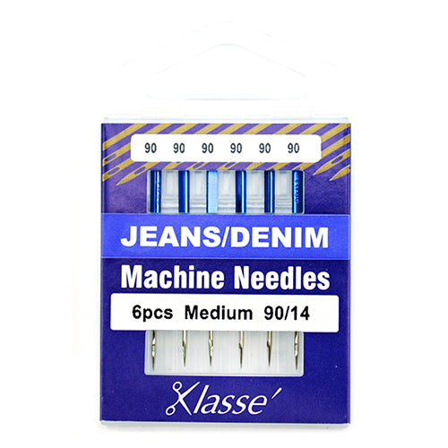 Klasse Sewing Machine Needles Jeans Size 90/14 - 6 Per Cassette