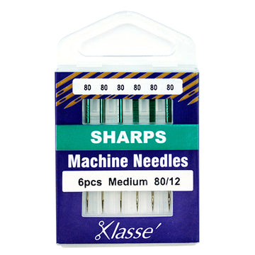 Klasse Sewing Machine Needles Sharp Size 80/12 - 6 Per Cassette