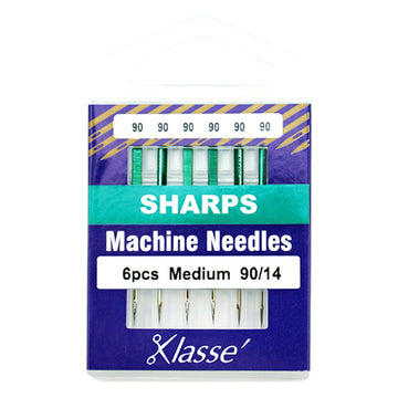 Klasse Sewing Machine Needles Sharp Size 90/14 - 6 Per Cassette