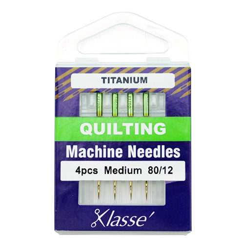 Klasse Sewing Machine Needles Quilting-Titanium Size 80/12 - 4 Per Cassette