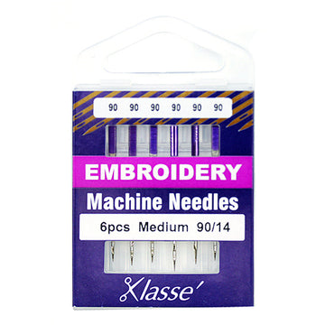 Klasse Sewing Machine Needles Embroidery Size 90/14 - 6 Per Cassette