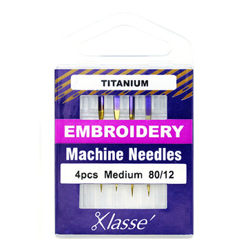 Klasse Sewing Machine Needles Embroidery-Titanium Size 80/12 - 4 Per Cassette