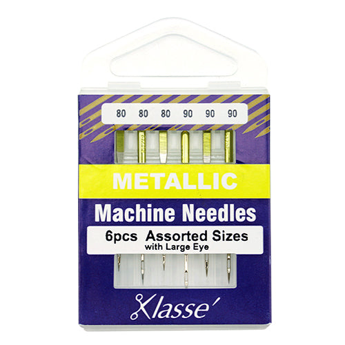 Klasse Sewing Machine Needles Metallic Mix 80/90 - 6 Per Cassette