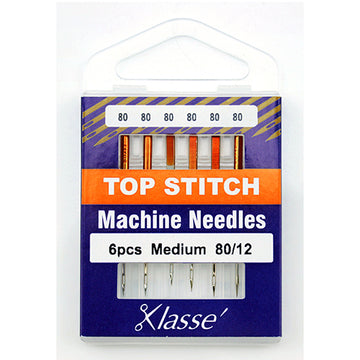 Klasse Sewing Machine Needles Top Stitch Size 80/12 - 6 Per Cassette