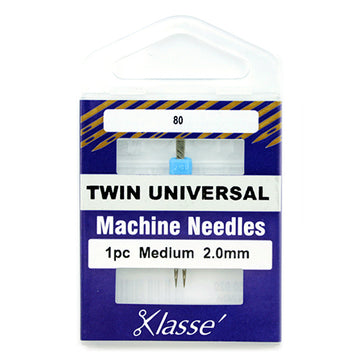 Klasse Sewing Machine Needles Twin-Universal Size 80/2.0mm - 1 Per Cassette