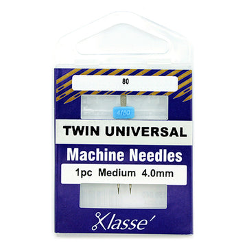 Klasse Sewing Machine Needles Twin-Universal Size 80/4.0mm - 1 Per Cassette