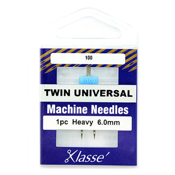Klasse Sewing Machine Needles Twin-Universal Size 100/6.0mm - 1 Per Cassette