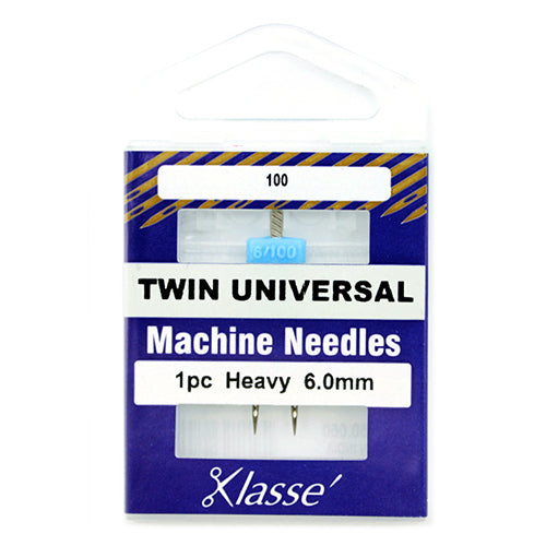 Klasse Sewing Machine Needles Twin-Universal Size 100/6.0mm - 1 Per Cassette