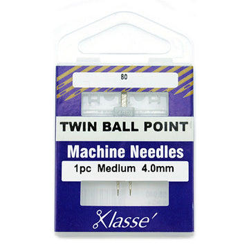 Klasse Sewing Machine Needles Twin-Ballpoint Size 80/4.0mm - 1 Per Cassette