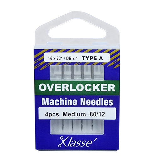 Klasse Sewing Machine Needles Overlocker/Sergers Size 80/12 (170A) - 4 Per Cassette