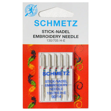 Schmetz Sewing Machine Needles Embroidery 90/14 - 5 Per Cassette