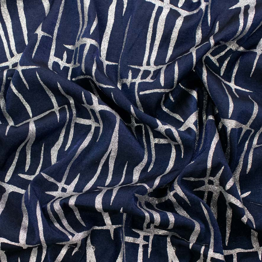 Abstract Lurex Crepe Silver Foil