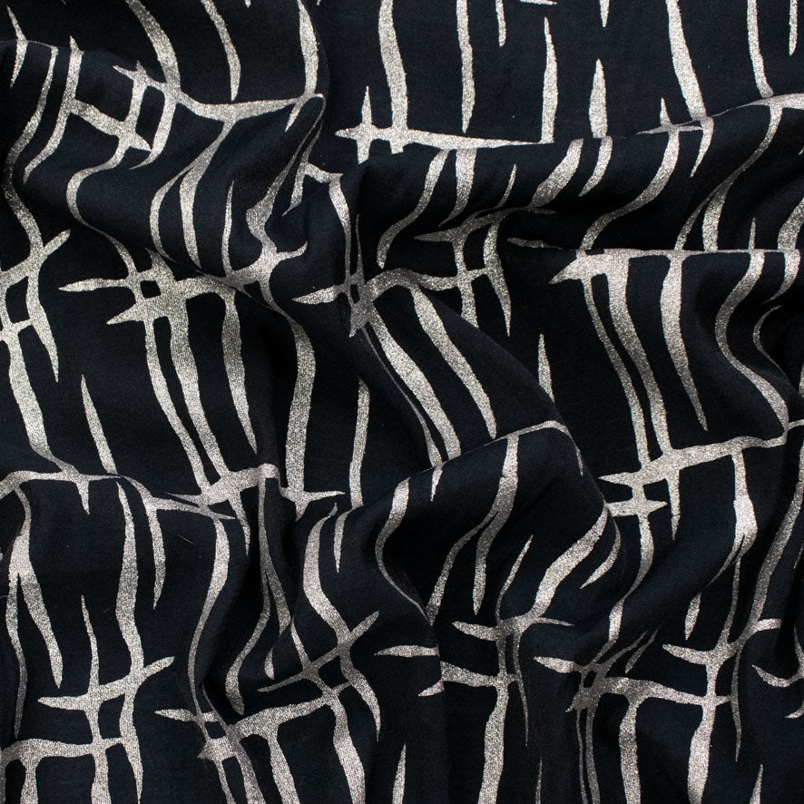 Abstract Lurex Crepe Silver Foil