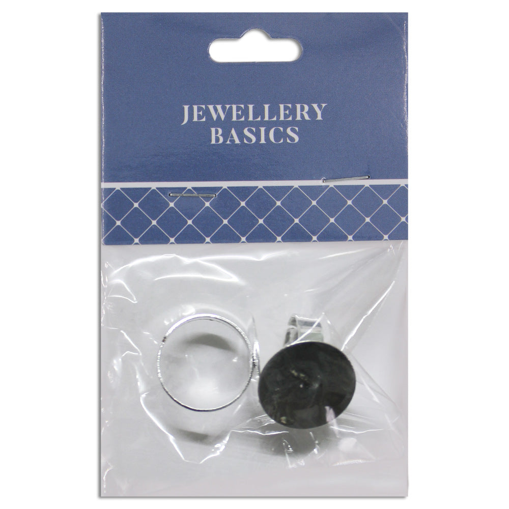 Adjustable Ring Base 18mm Bright Silver 2Pcs