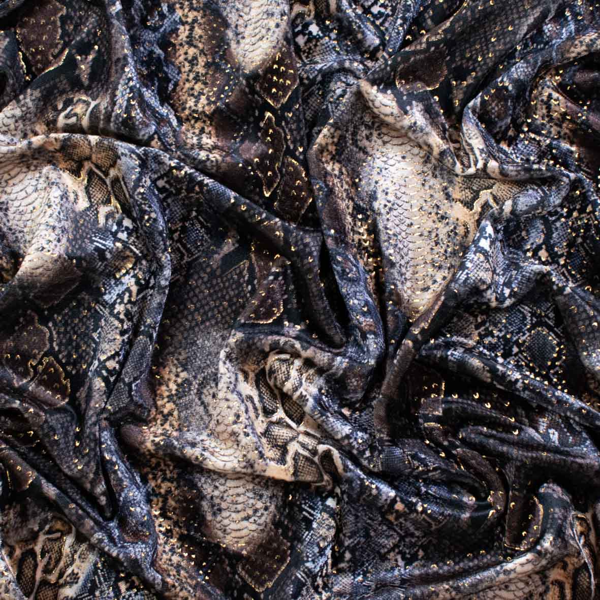 Lurex Velvet Spandex Animal Print Gold Foil Snake Skin