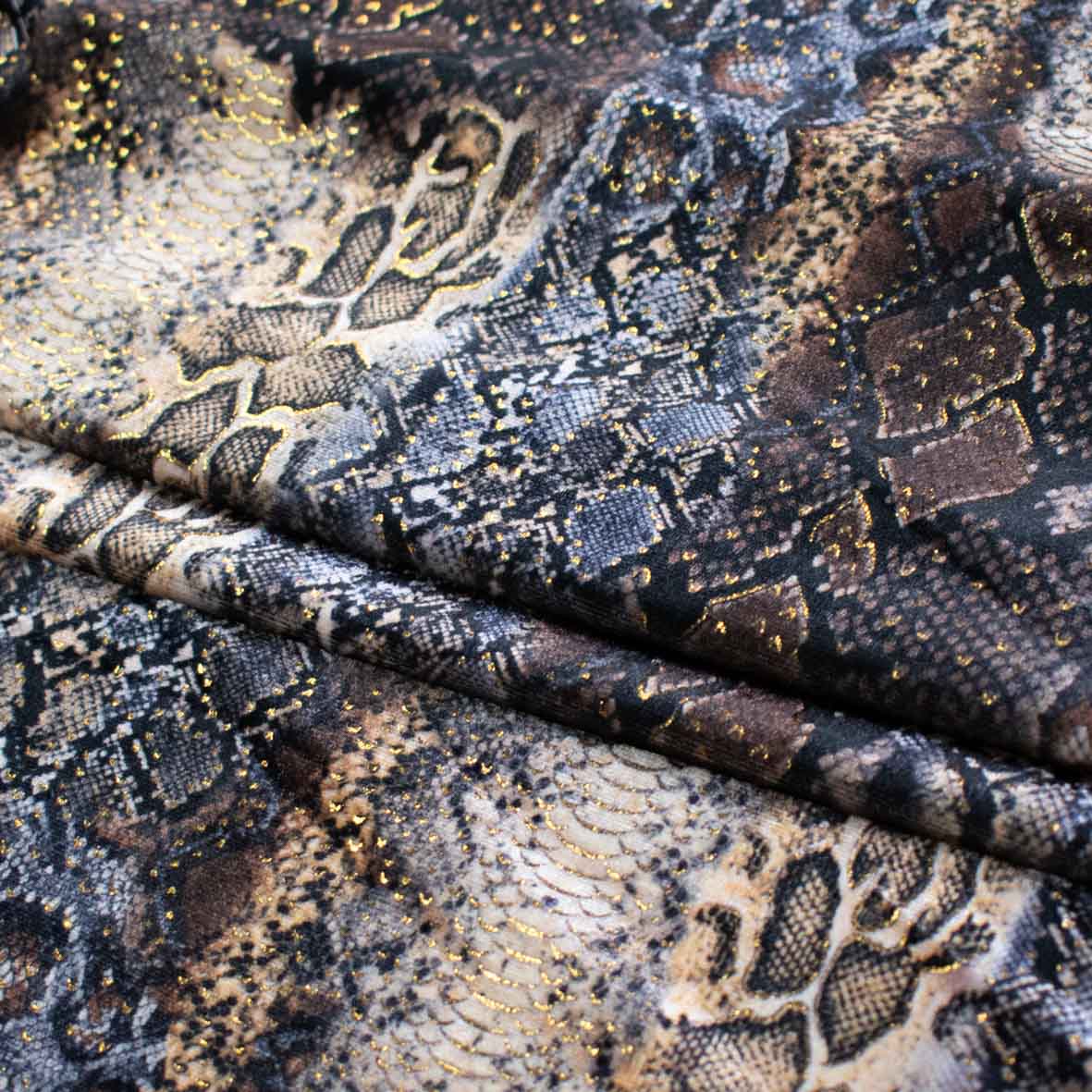 Lurex Velvet Spandex Animal Print Gold Foil Snake Skin