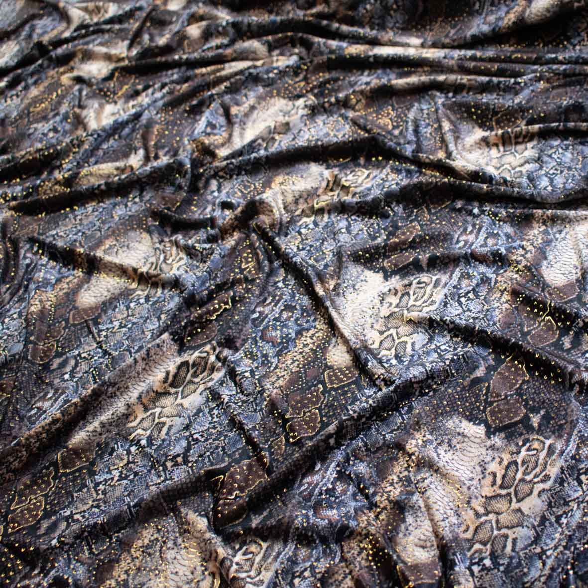 Lurex Velvet Spandex Animal Print Gold Foil Snake Skin
