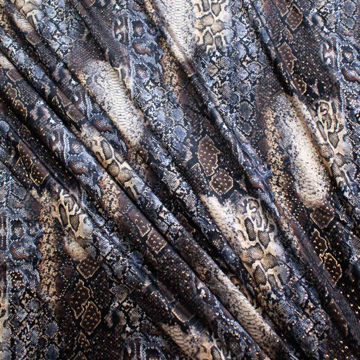 Lurex Velvet Spandex Animal Print Gold Foil Snake Skin