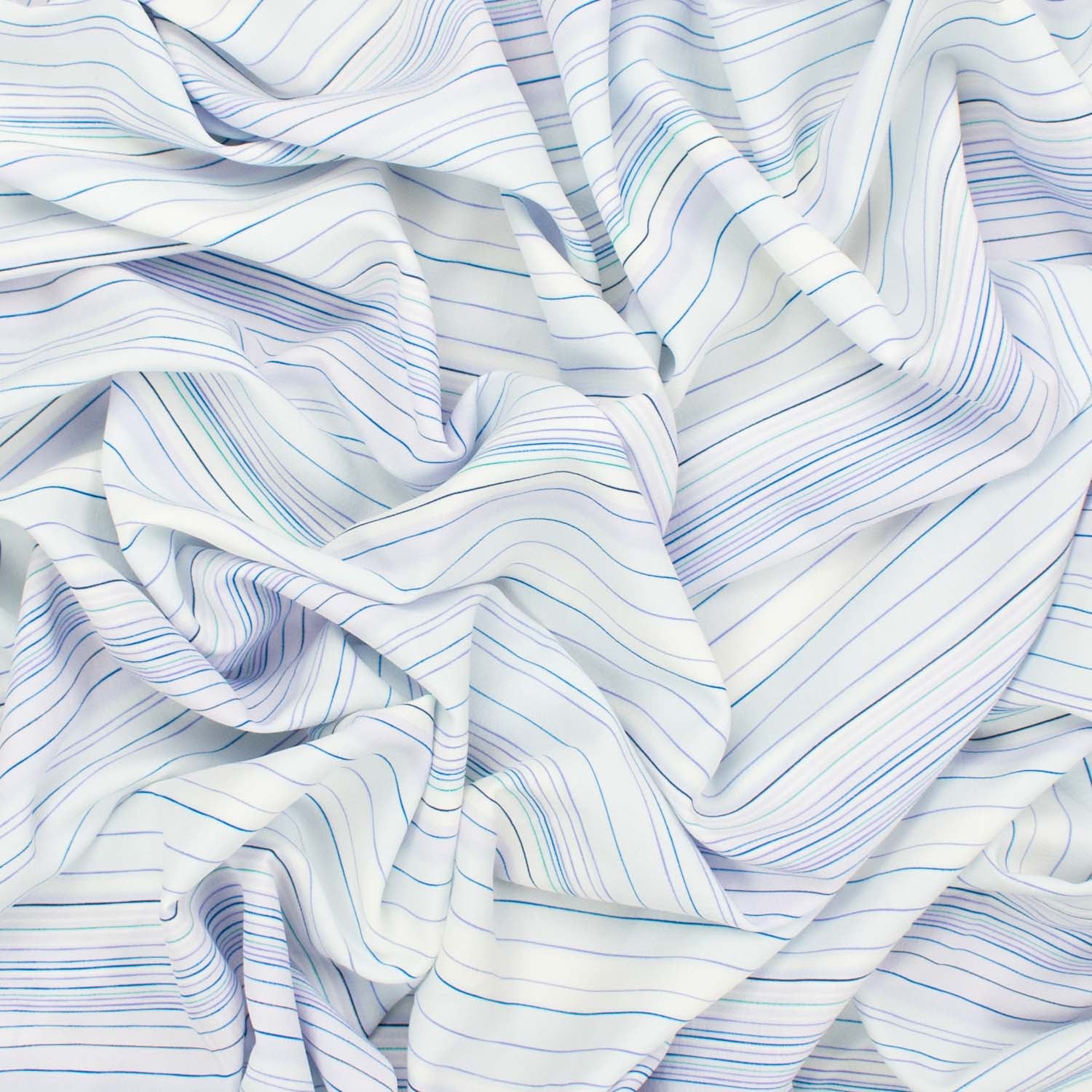 Printed Crepe Georgette Design-7 Ice Blue & Lilac Stripes