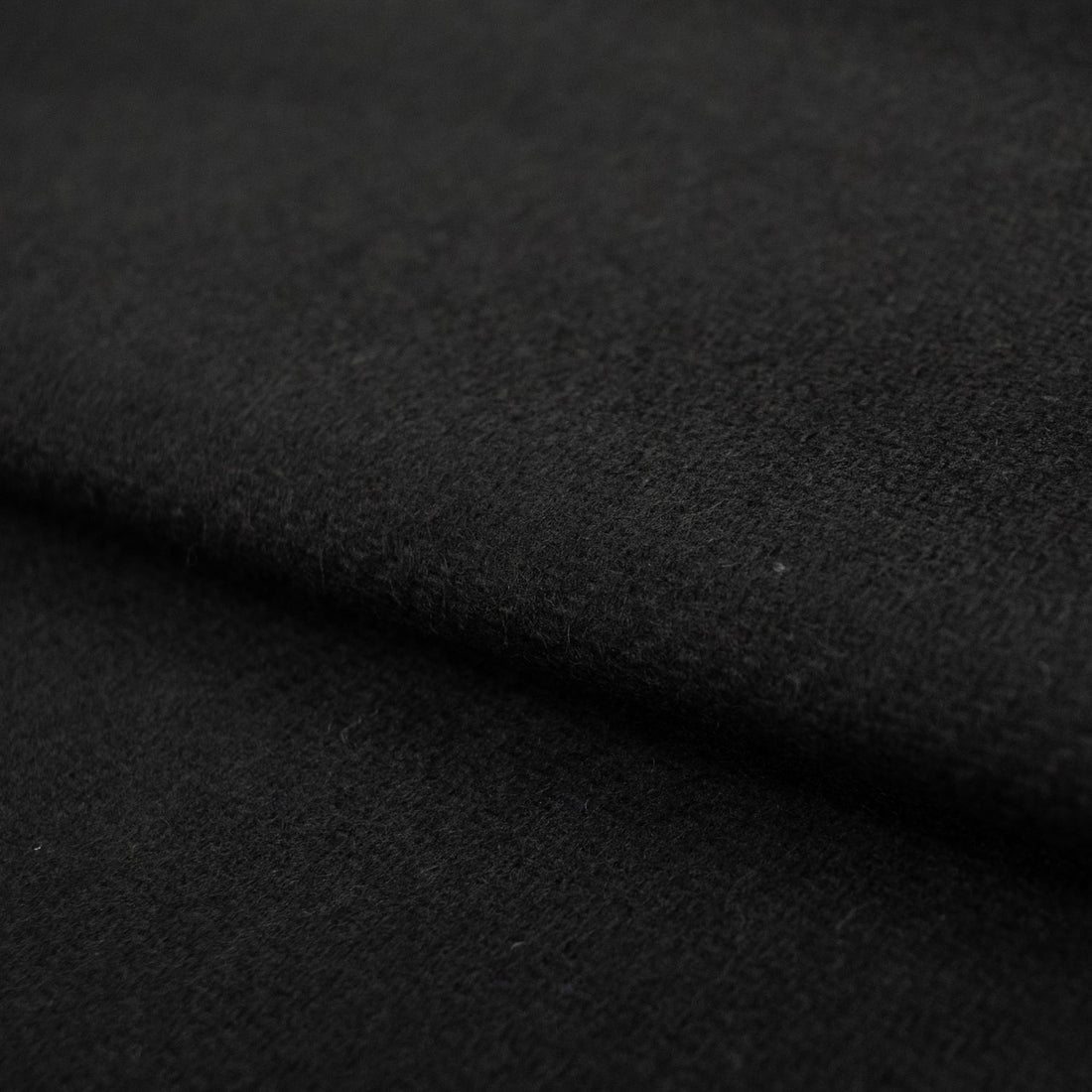 Wool Suiting Medium Weight Stretch Design-38 Black Felt Twill