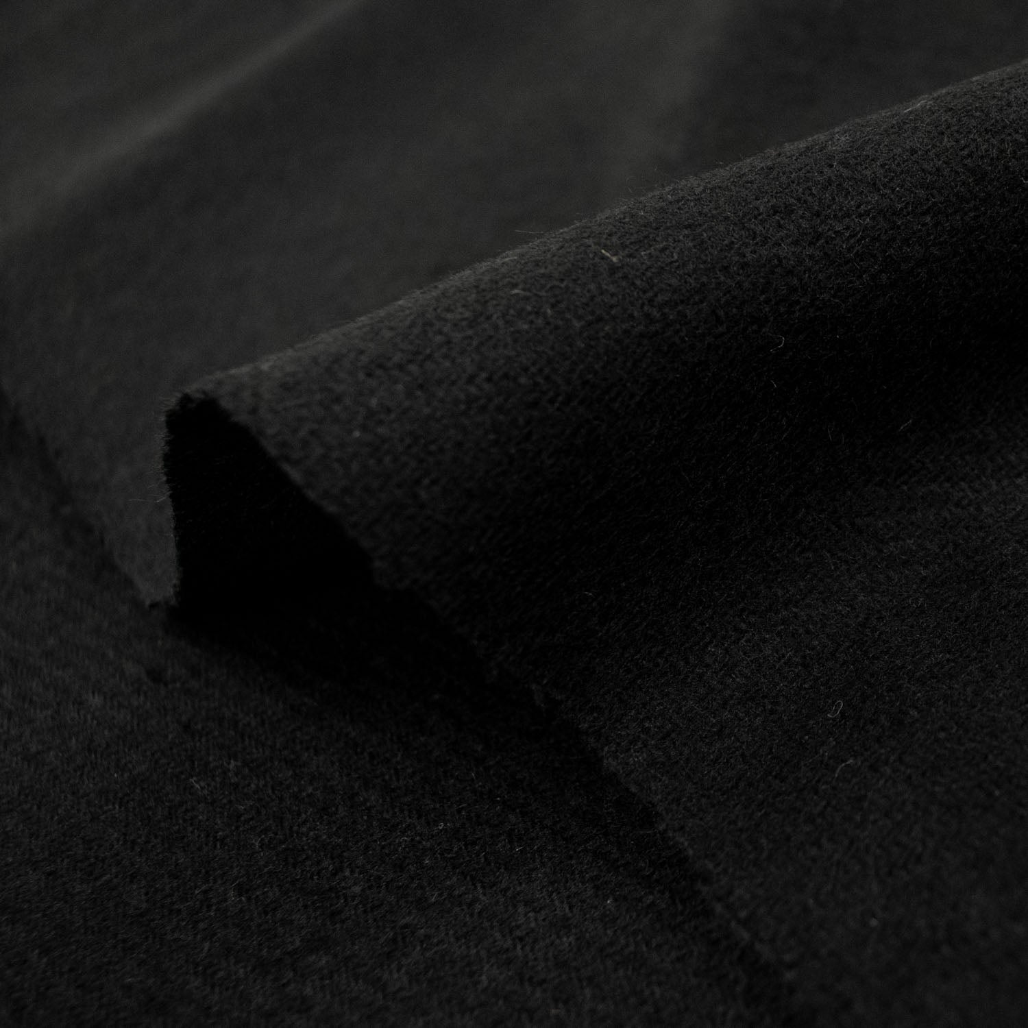 Wool Suiting Medium Weight Stretch Design-38 Black Felt Twill