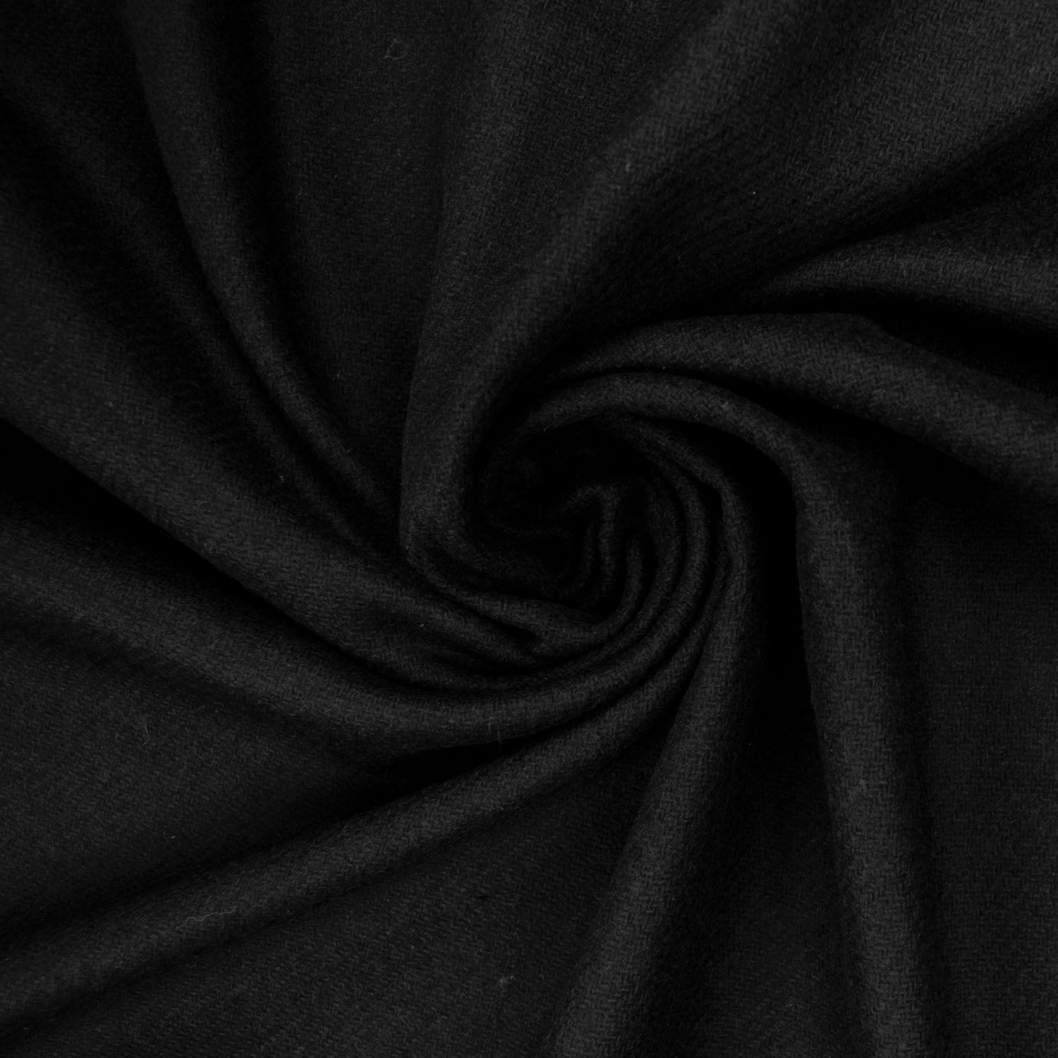 Wool Suiting Medium Weight Stretch Design-38 Black Felt Twill