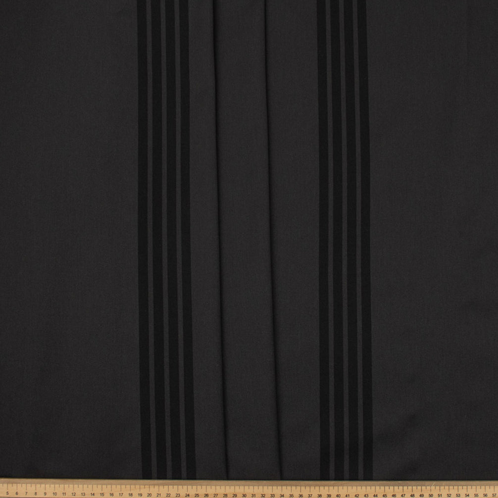 Wool Suiting Light Weight Design-79 Black Stripes on Dark Grey