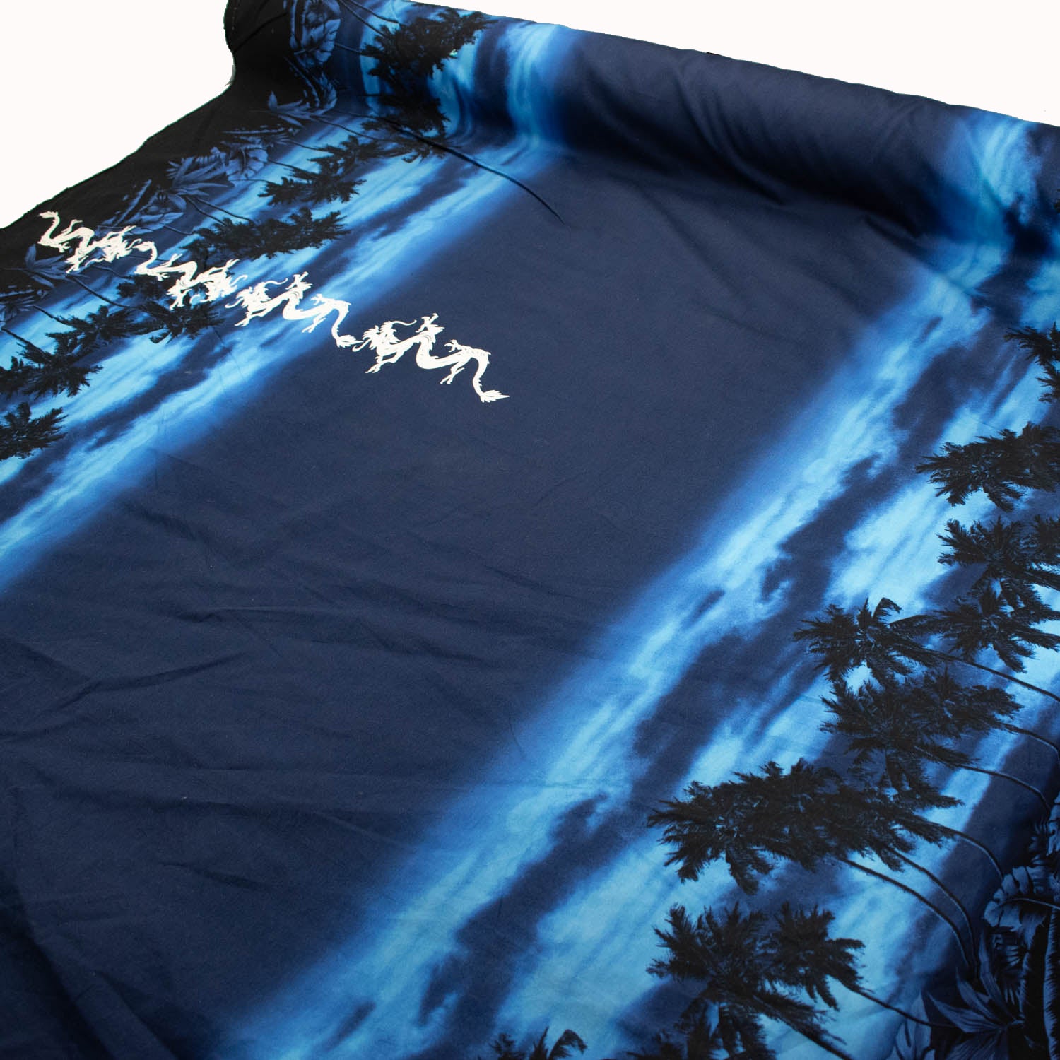 Cotton Prints Design-9 Dark Navy & Black Coconut Trees