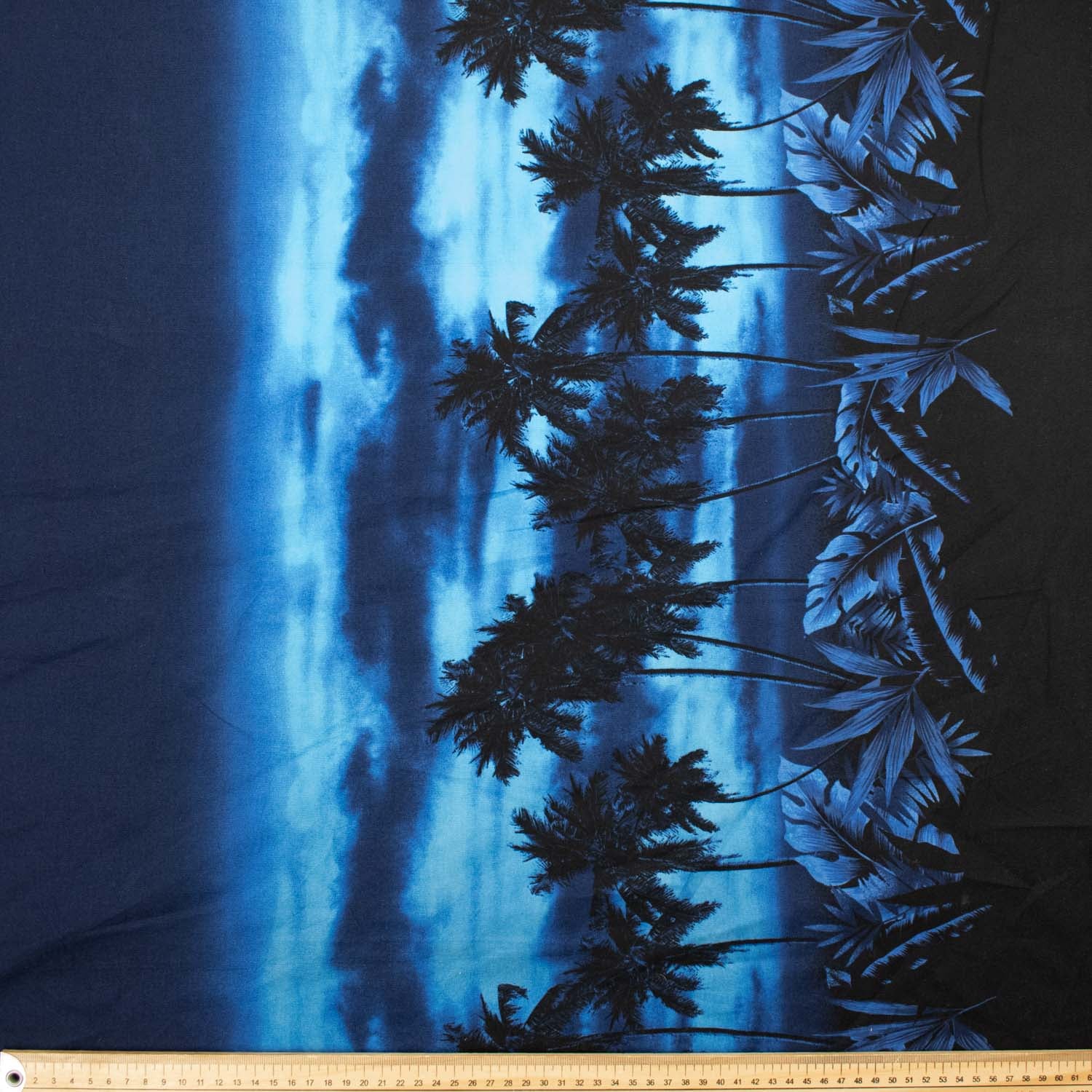 Cotton Prints Design-9 Dark Navy & Black Coconut Trees