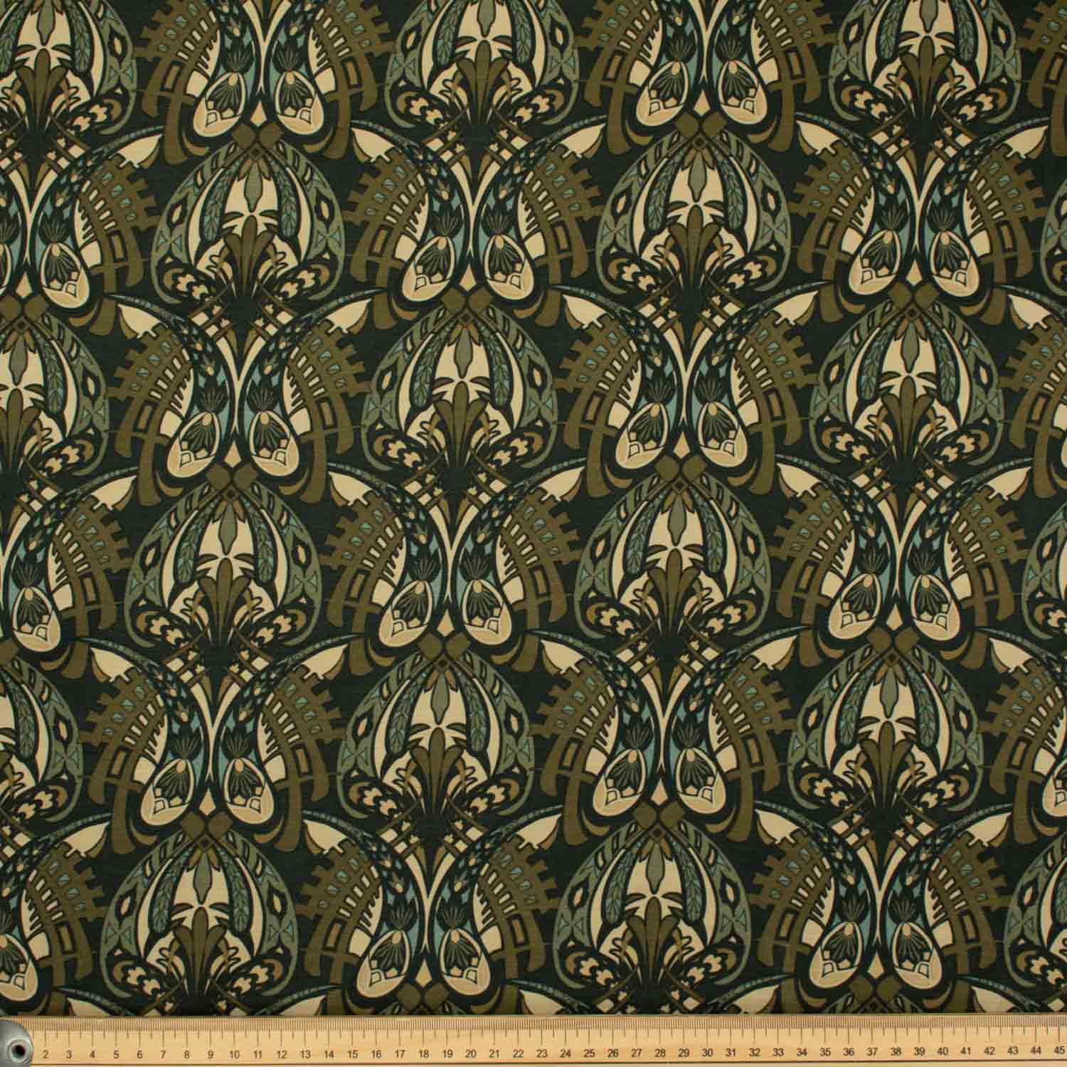 Printed Satin Lining Design-19 Olive Green Abstract Butterflies