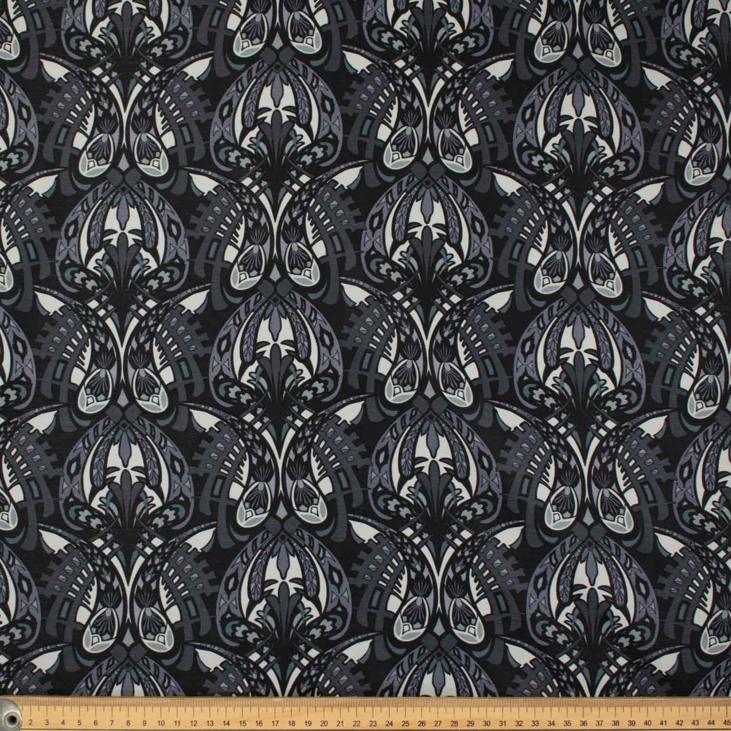 Printed Satin Lining Design-20 Grey Black Abstract Butterflies