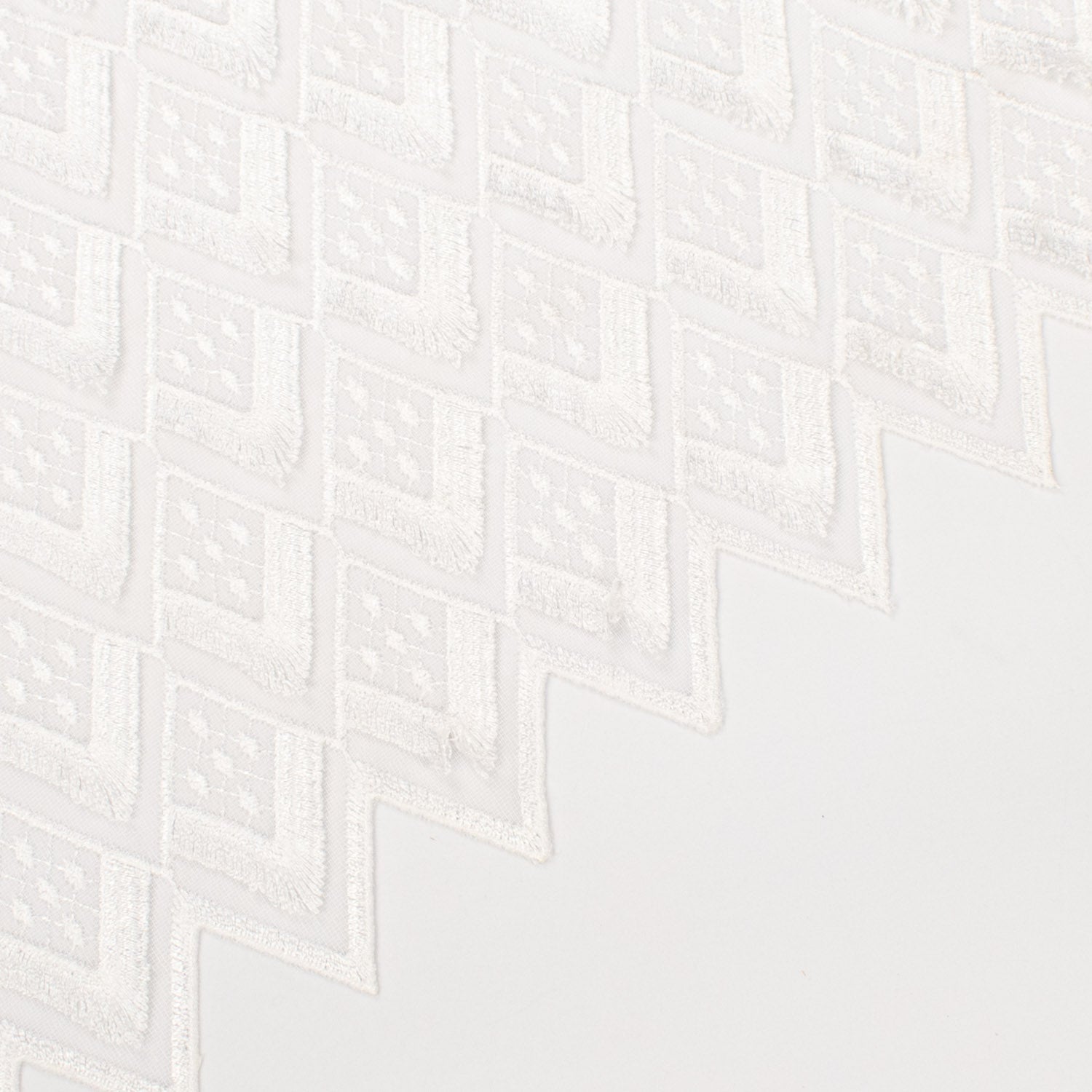 Turkish Lace Border Curtaining Sheer/Voile Metallic Fringing Rhombus Embroidered