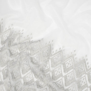 Turkish Lace Border Curtaining Sheer/Voile Metallic Fringing Rhombus Embroidered