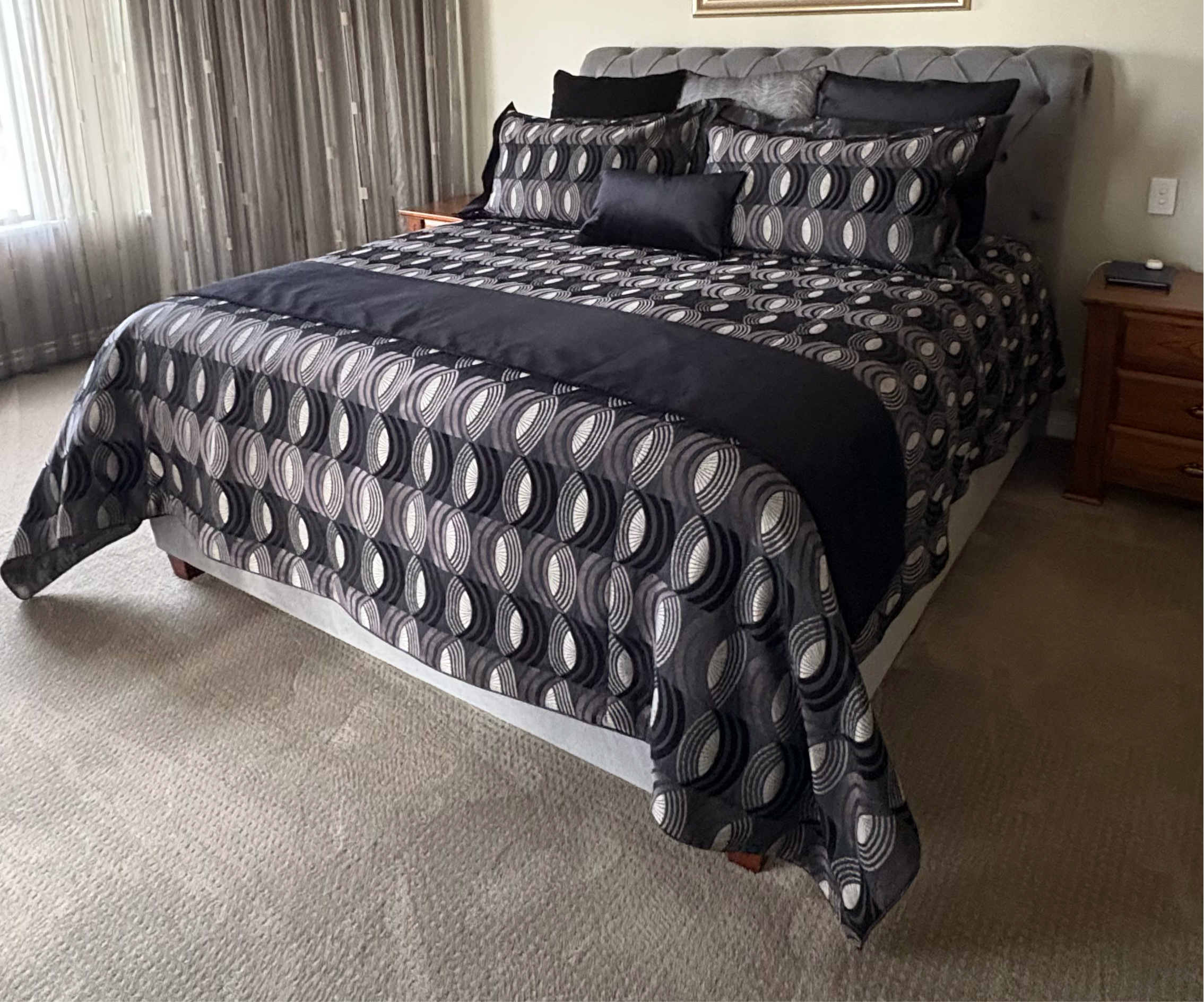 Geometric Chenille Velvet Upholstery/Curtain Fabric Design-Jigsaw