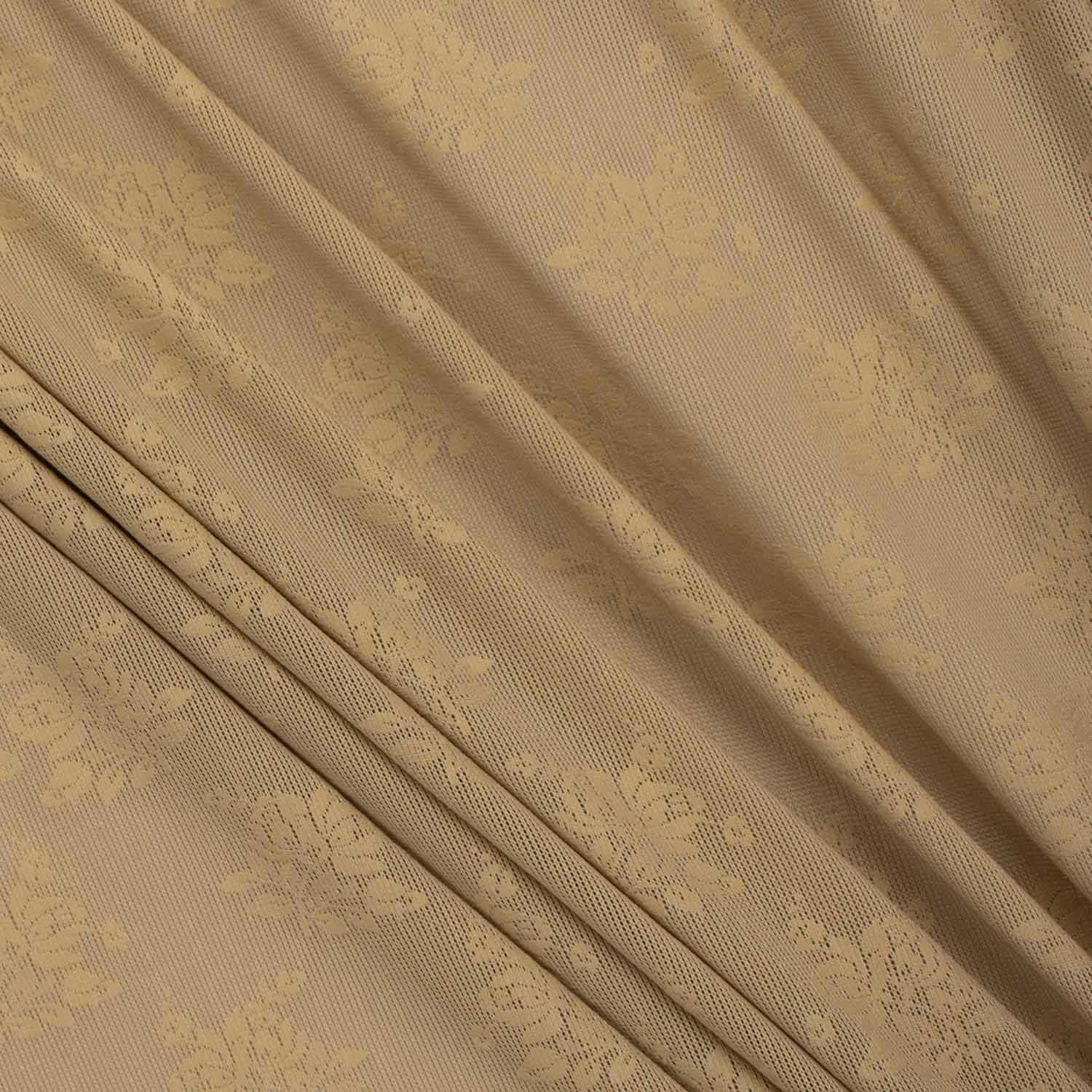 Medium Weight Floral Stretch Lace Beige