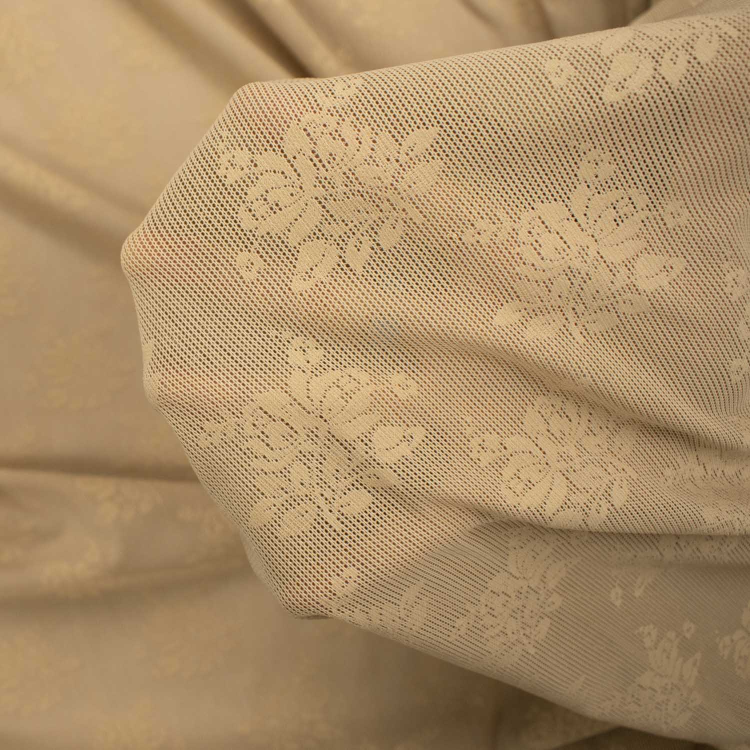Medium Weight Floral Stretch Lace Beige