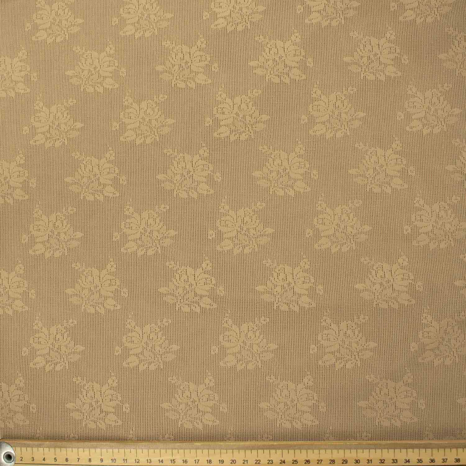 Medium Weight Floral Stretch Lace Beige
