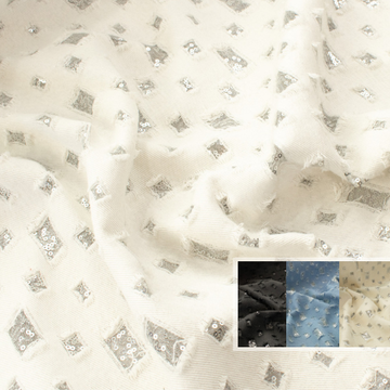 Sequin Mesh Cutout Denim