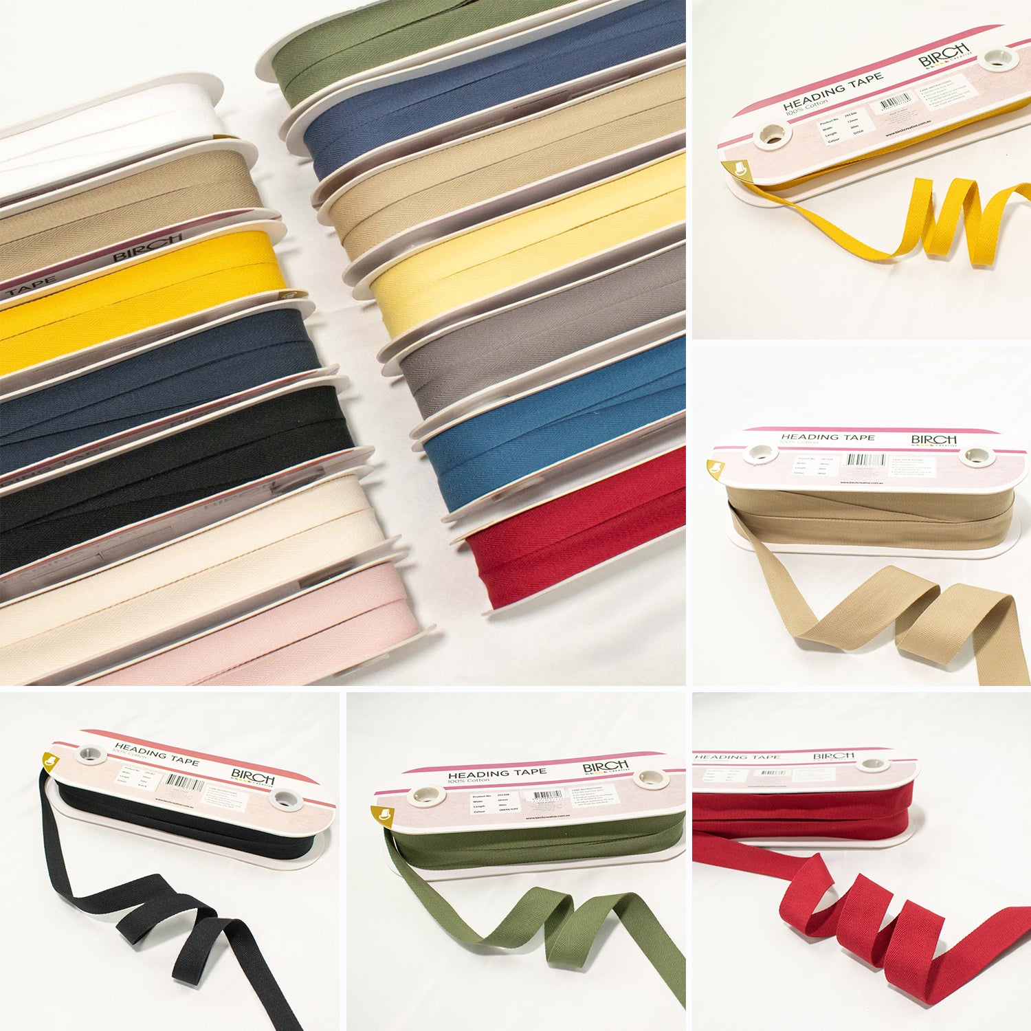 Birch 100% Cotton Herringbone Heading Tapes