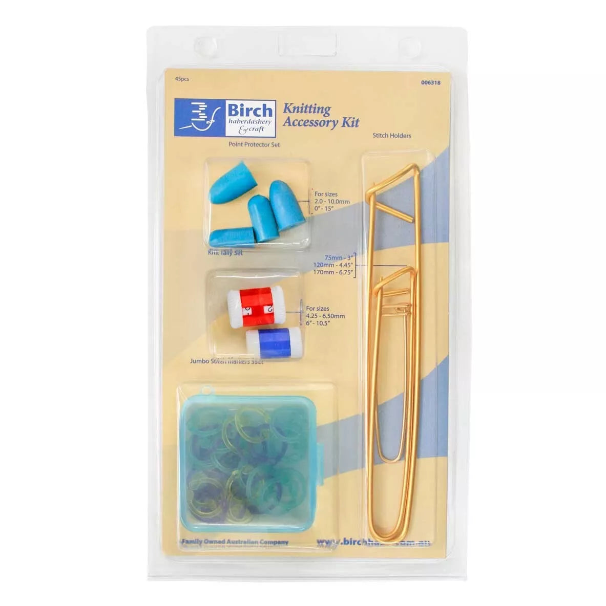 Birch Knitting Accessory Kit - 45Pcs