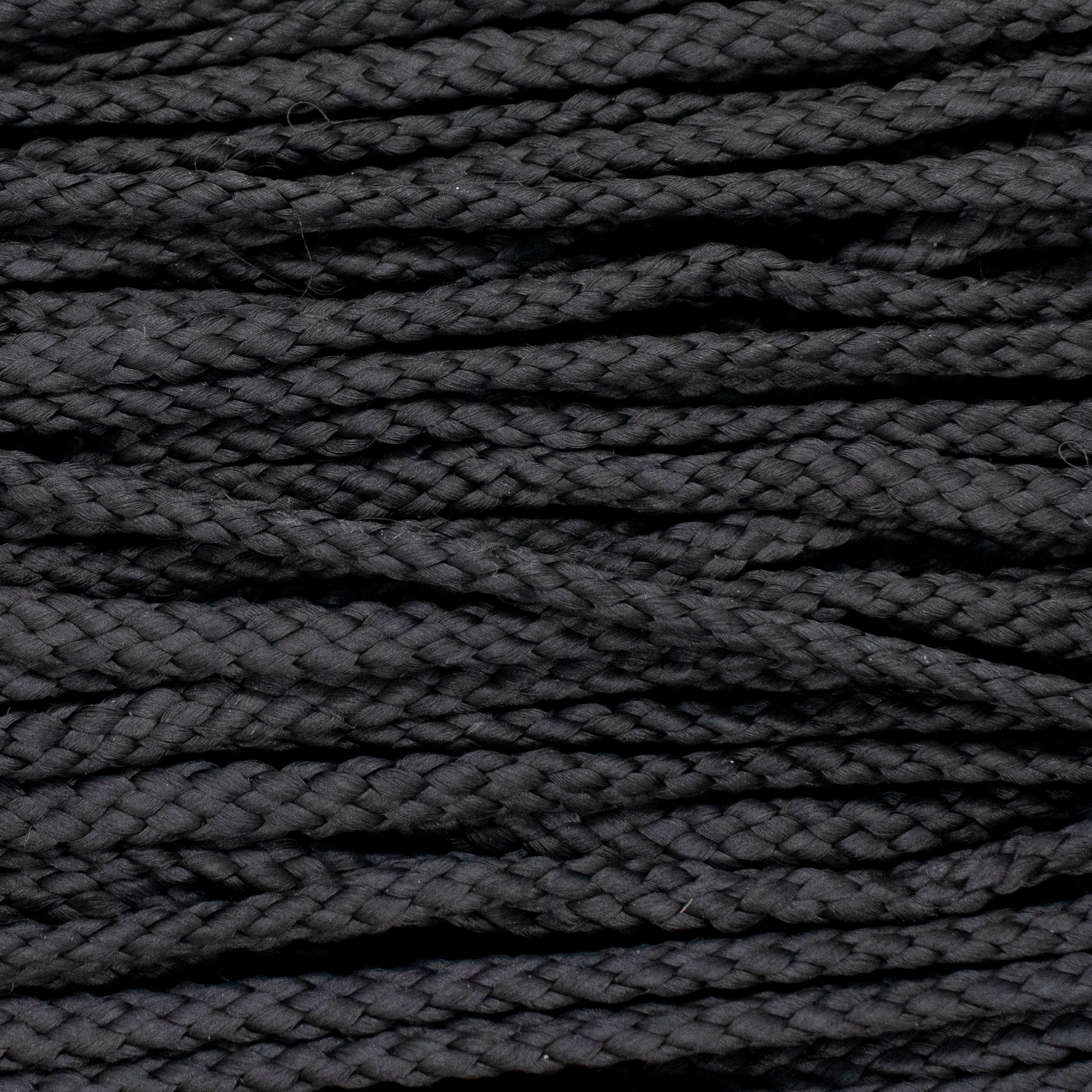 Plaited Lacing Cord Poly Braided Cord - Black 5mm