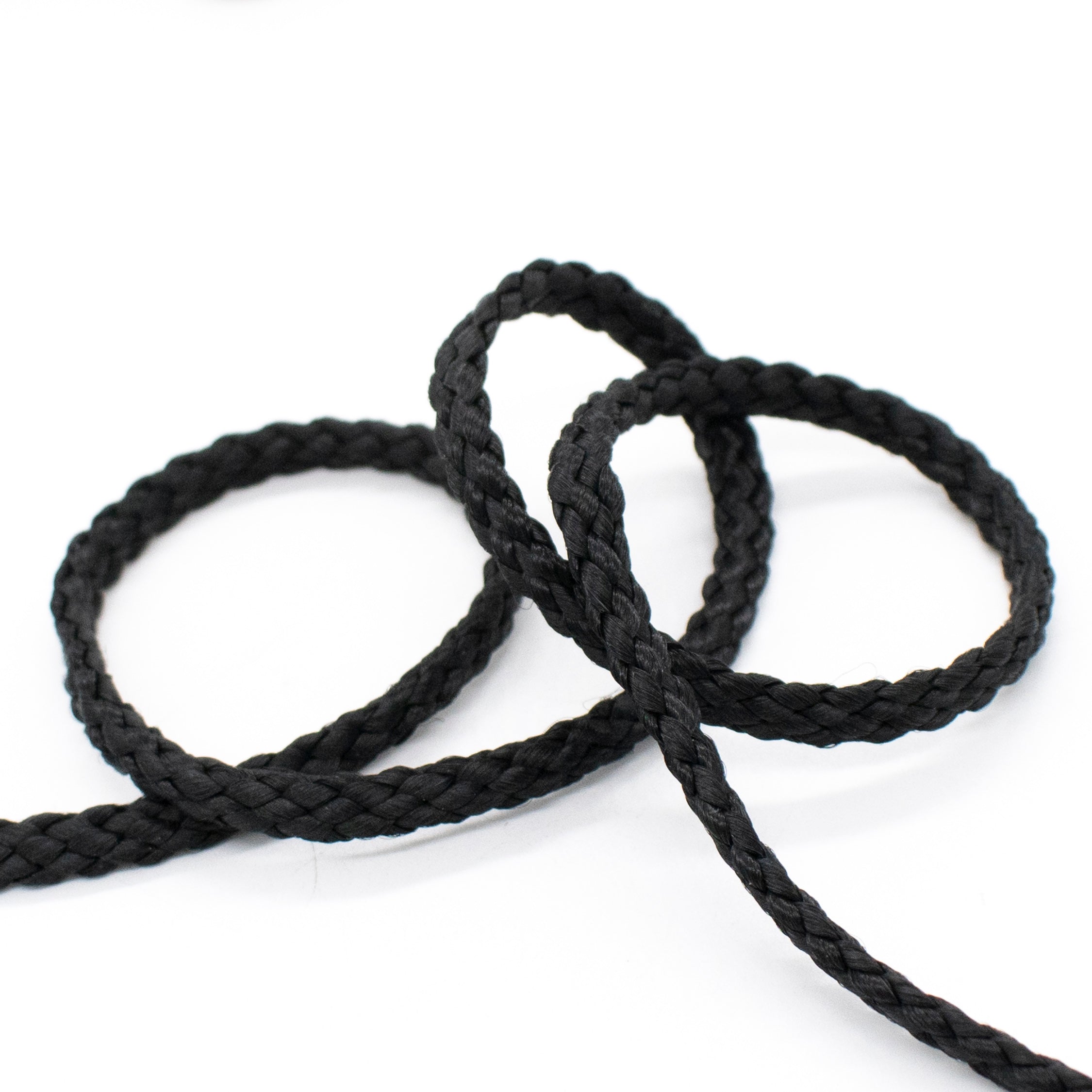 Plaited Lacing Cord Poly Braided Cord - Black 5mm