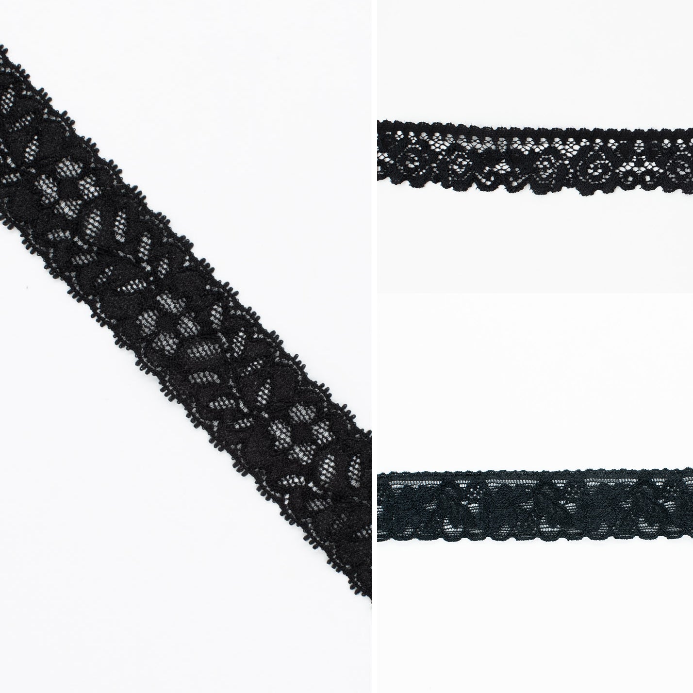 Stretch Lace Trim 25mm Black