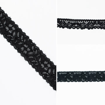 Stretch Lace Trim 25mm Black